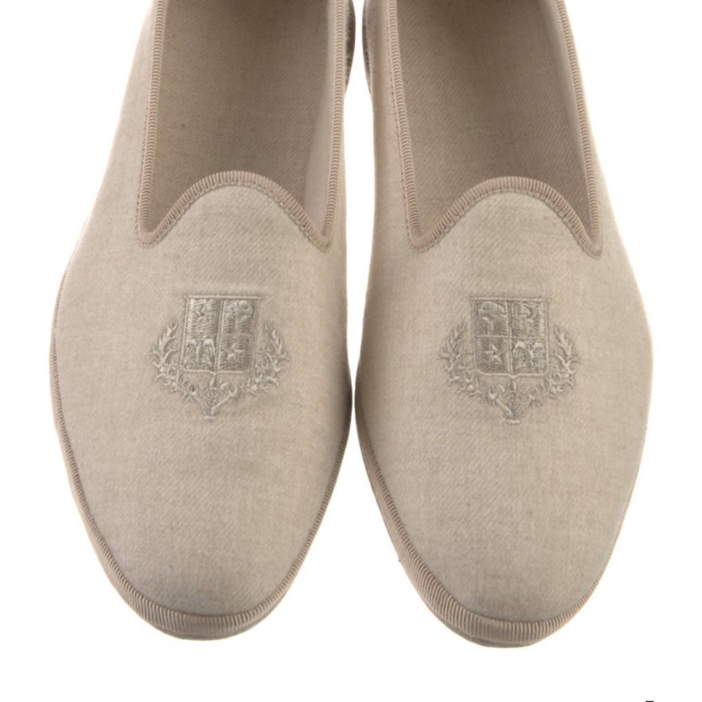 Beige Embroidered Loafers